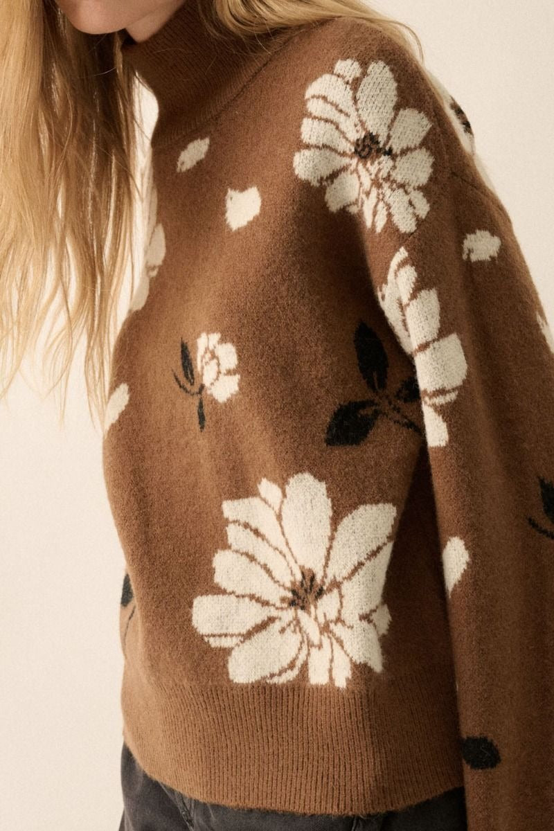 Sabrina Espresso Mock Neck Sweater