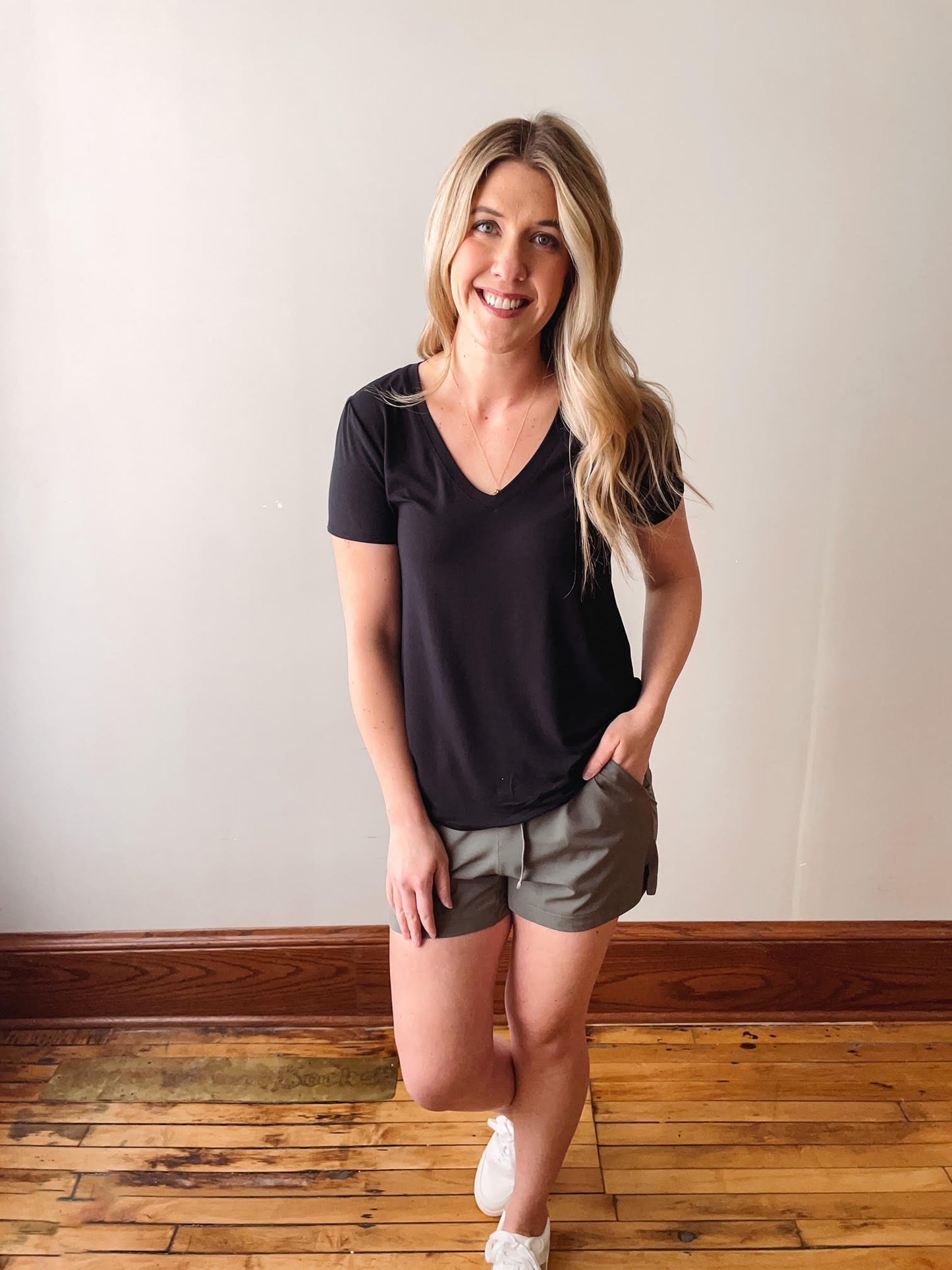 Katie Olive Green Athletic Shorts