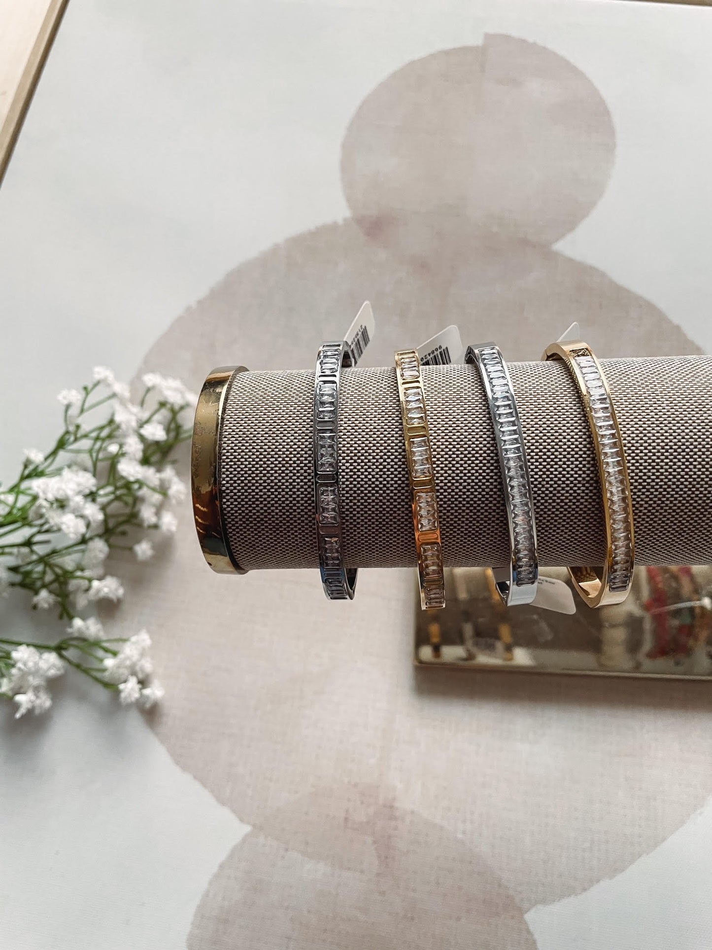 Gold Intricate Rhinestone Hinge Bracelet