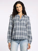 Irene Top - Cream Navy Plaid