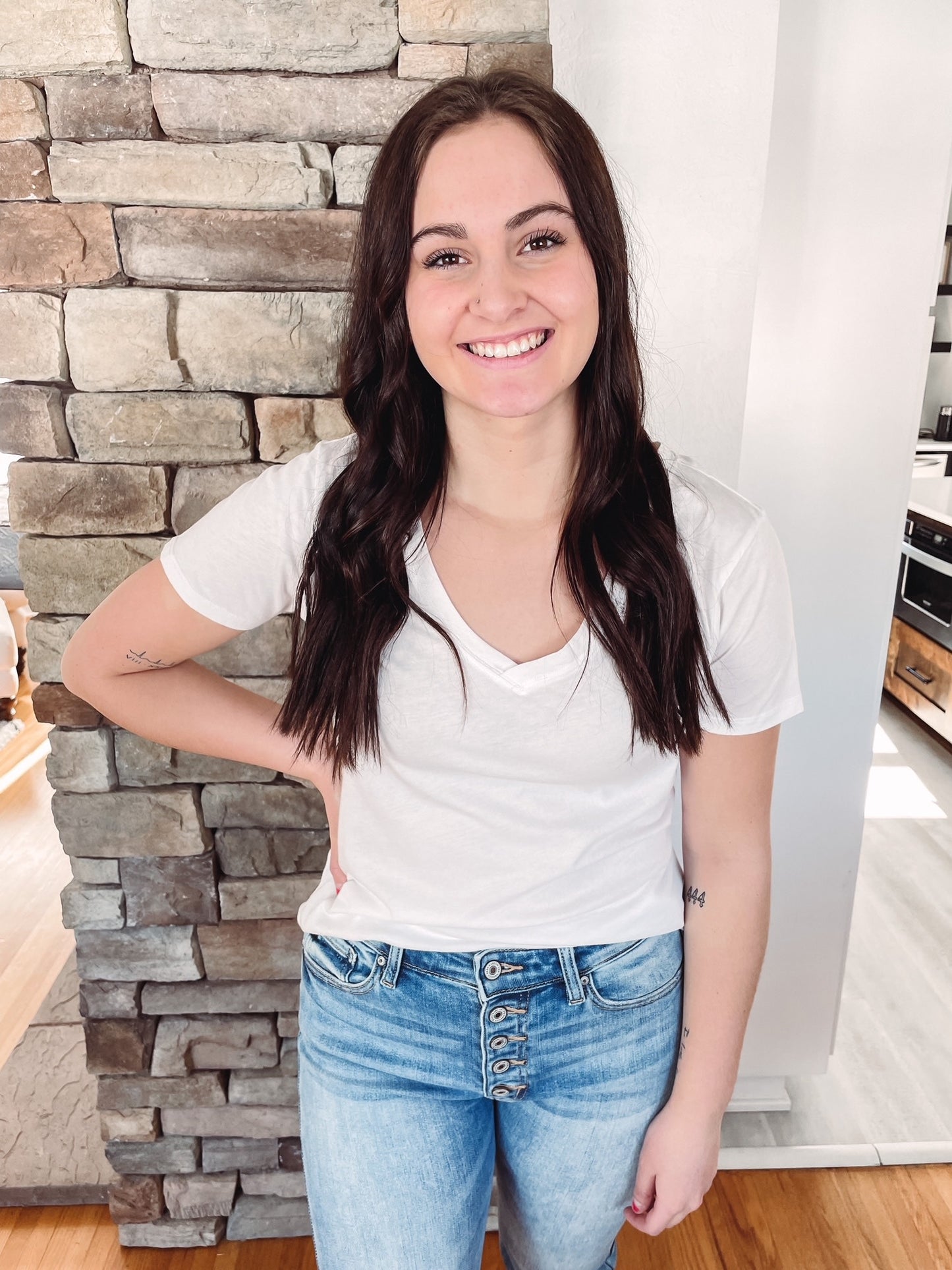 Kasey White V-Neck Tee