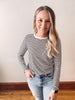 Long Sleeve Black + White Stripe Top