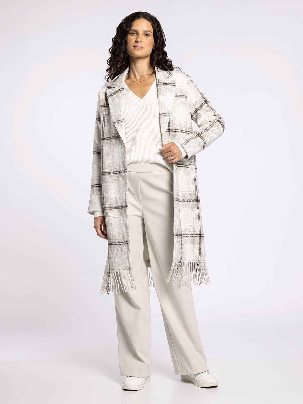 Luciana Coat - Parchment Plaid
