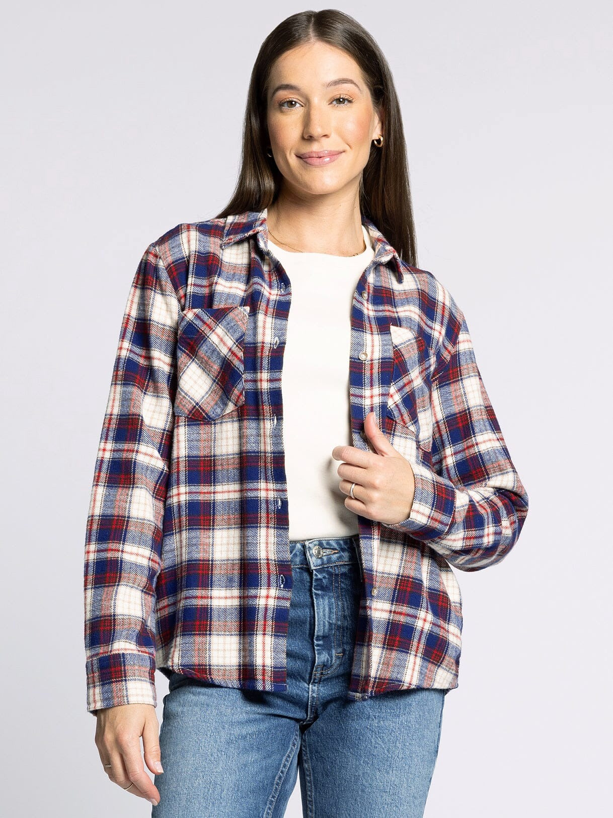 Lula Shirt - Navy Red Plaid