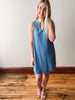 Smocked Shoulder Chambray Dress