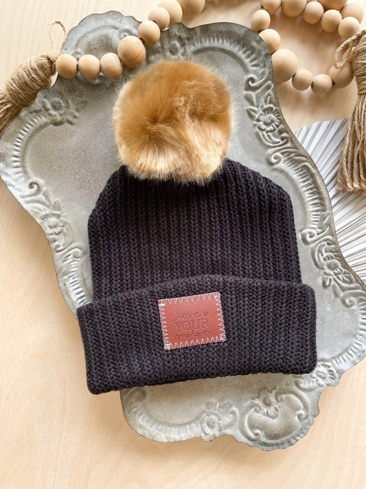 LYM Black Pom Beanie