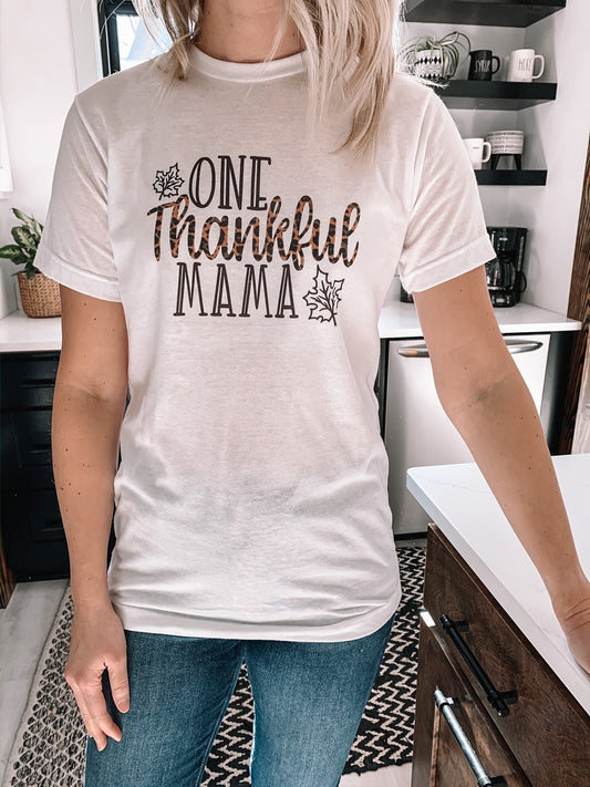 "One Thankful Mama" Leopard Tee