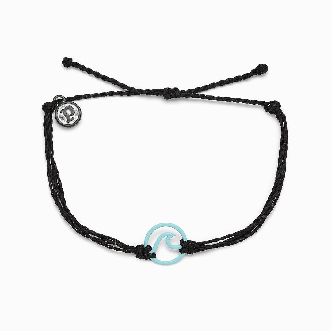 Blue Enamel Wave Charm-Black