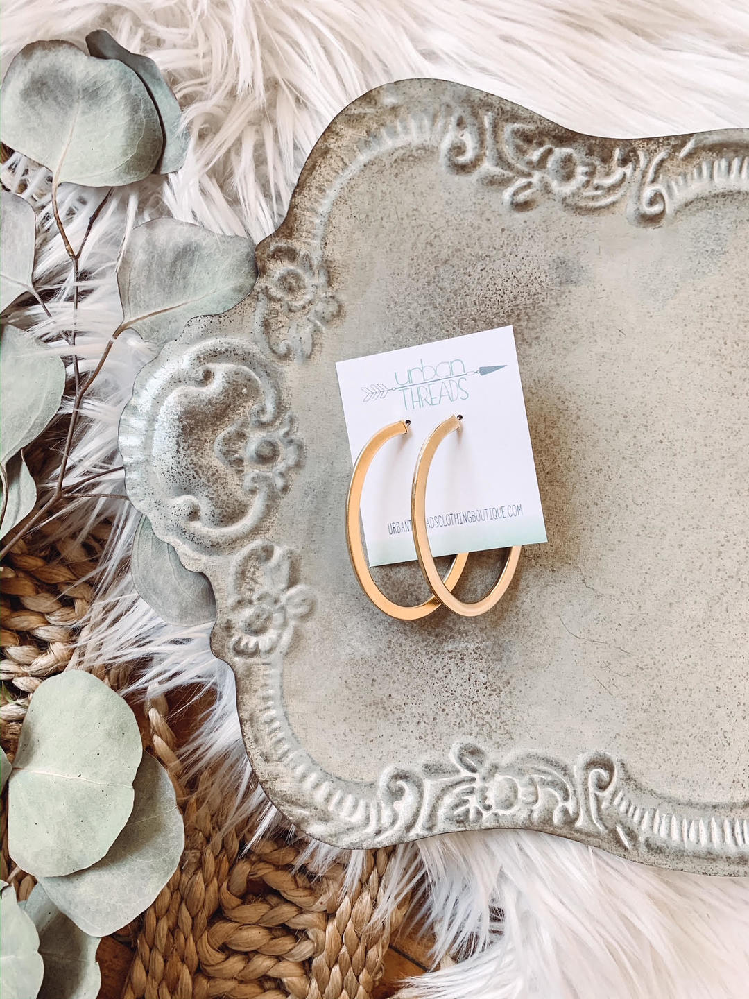 Gold Oval Hoop Earrings