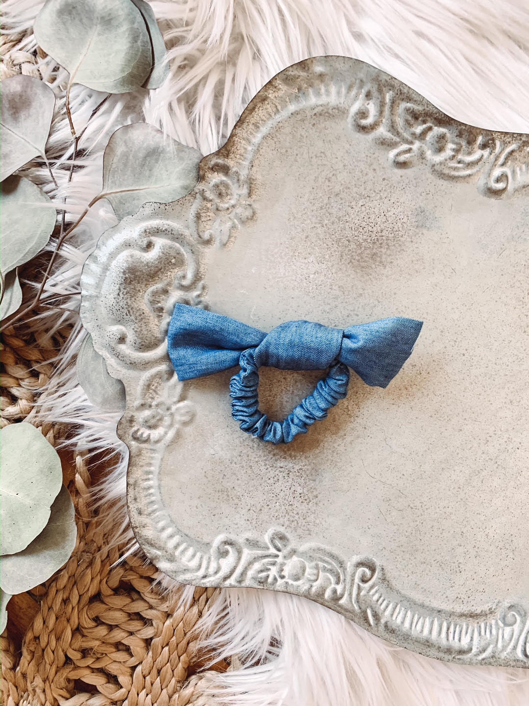 Chambray Bow Scrunchie