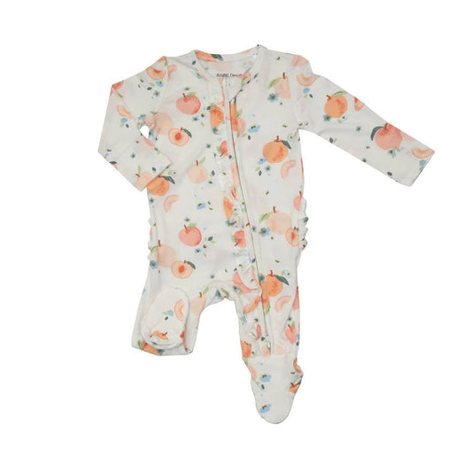 Peaches Ruffle Back Zipper Footie