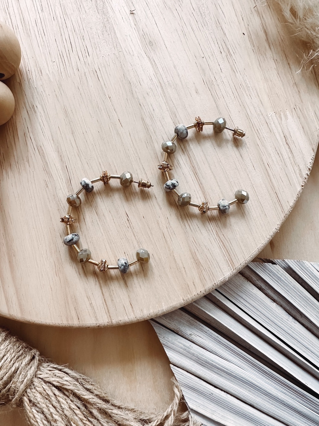 Marble Bead Hoop Earrings