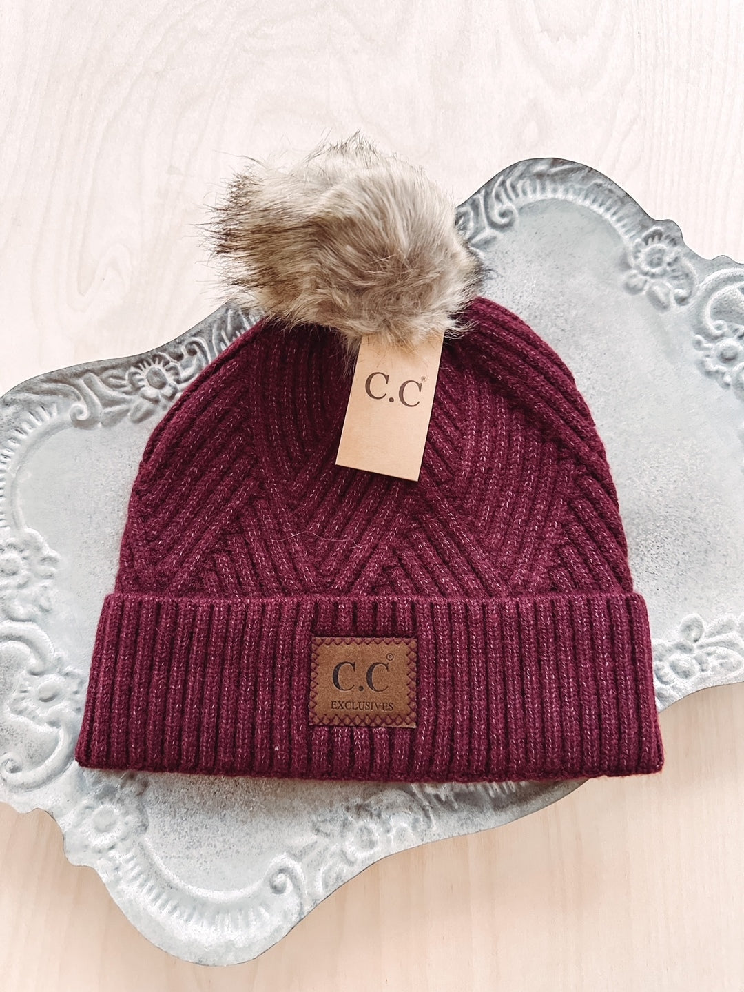 Lena Heather Berry Pom Beanie