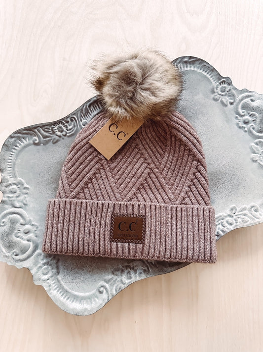Lena Heather Dusty Rose Pom Beanie