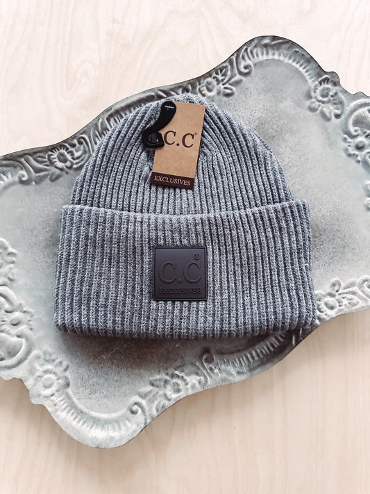 Jess Grey Ribbed Beanie
