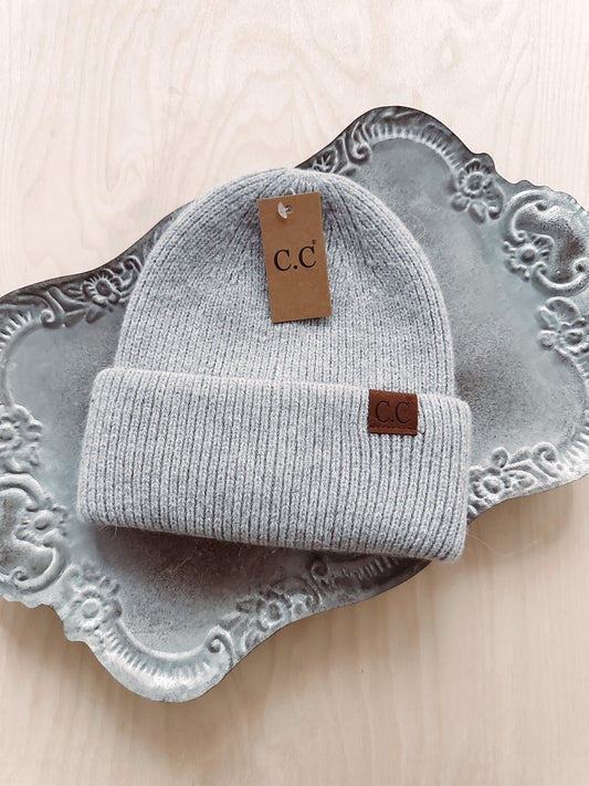 Ruby Grey Double Cuff Beanie