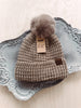 Remi Mocha Waffle Knit Pom Beanie
