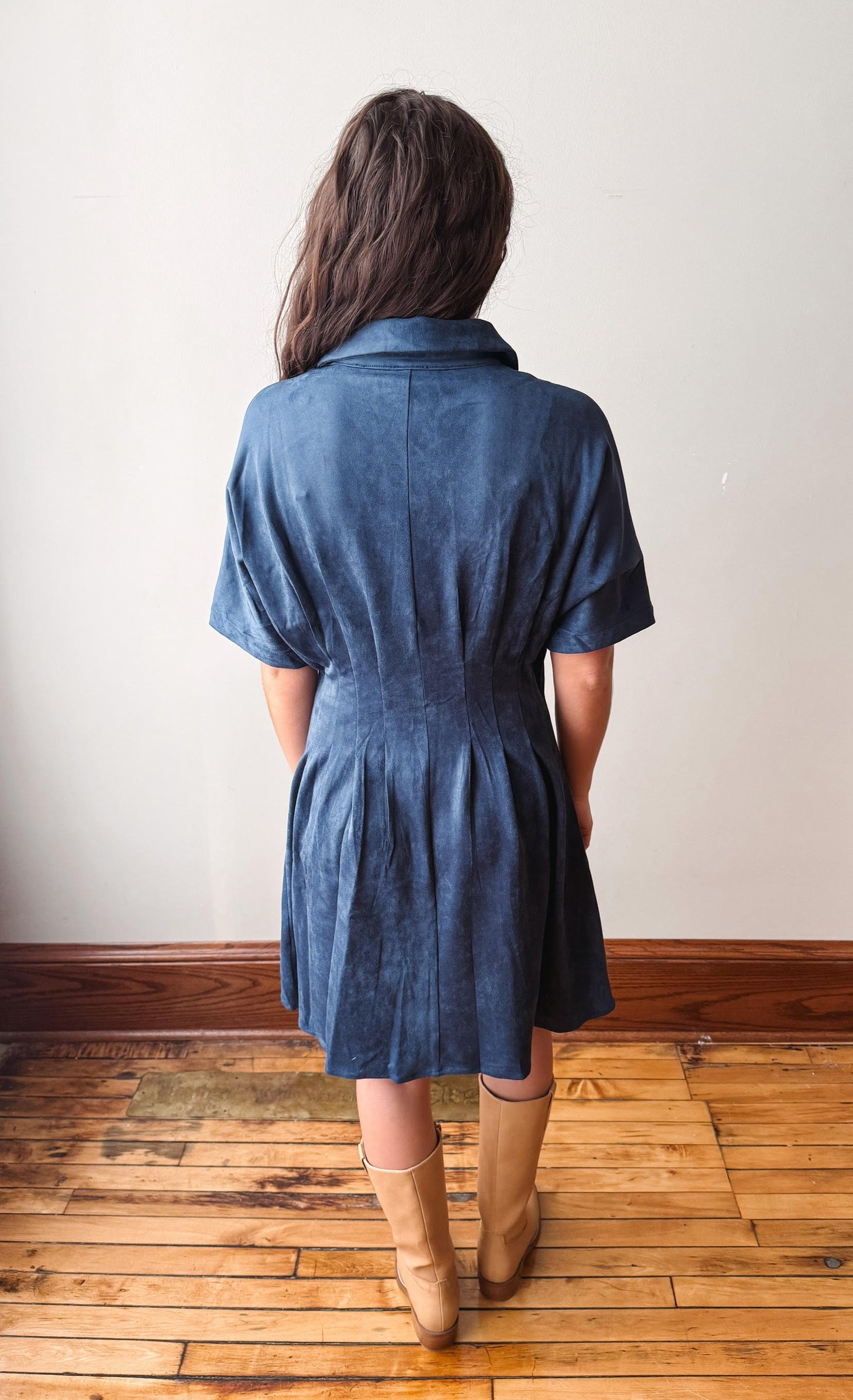 Clara Blue Suede Dress