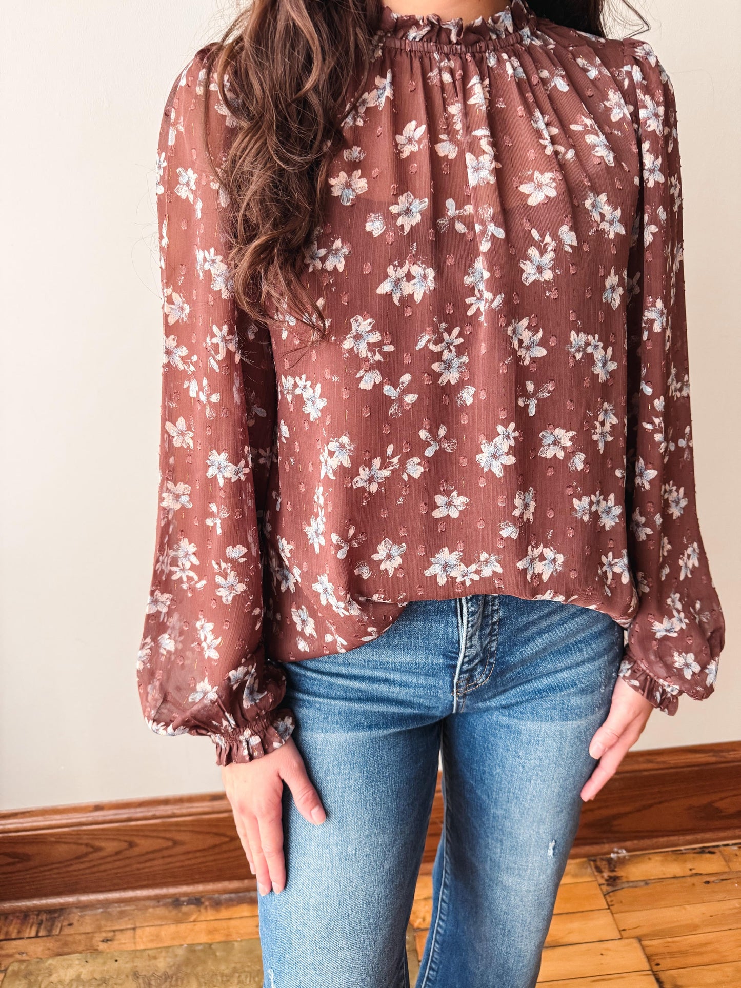 Lillian Floral Blouse - Brown