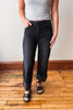 Cuffed Wide Jeans - Washed Black