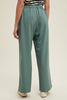Green Drawstring Wide Leg Pants