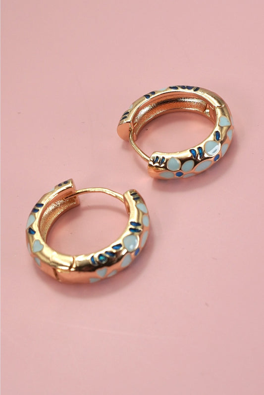Blue Flower Hoop Earrings