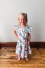 Girls Lavender Floral Print Ruffle Dress