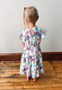 Girls Lavender Floral Print Ruffle Dress