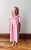 Girls Pink Button Collared Pleated Pinstripe Dress