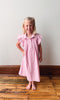 Girls Pink Button Collared Pleated Pinstripe Dress