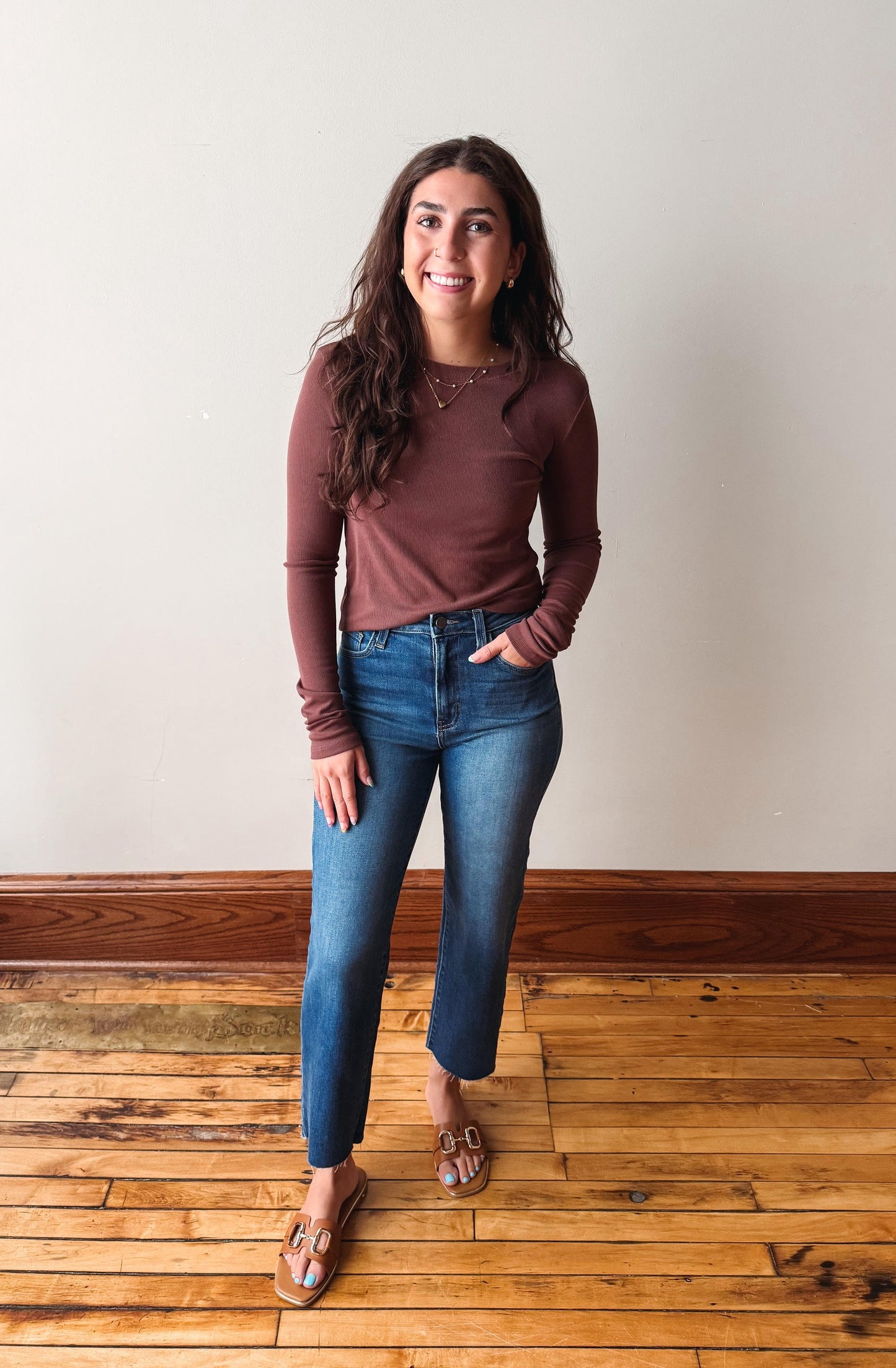 Gabby Espresso Ribbed Top
