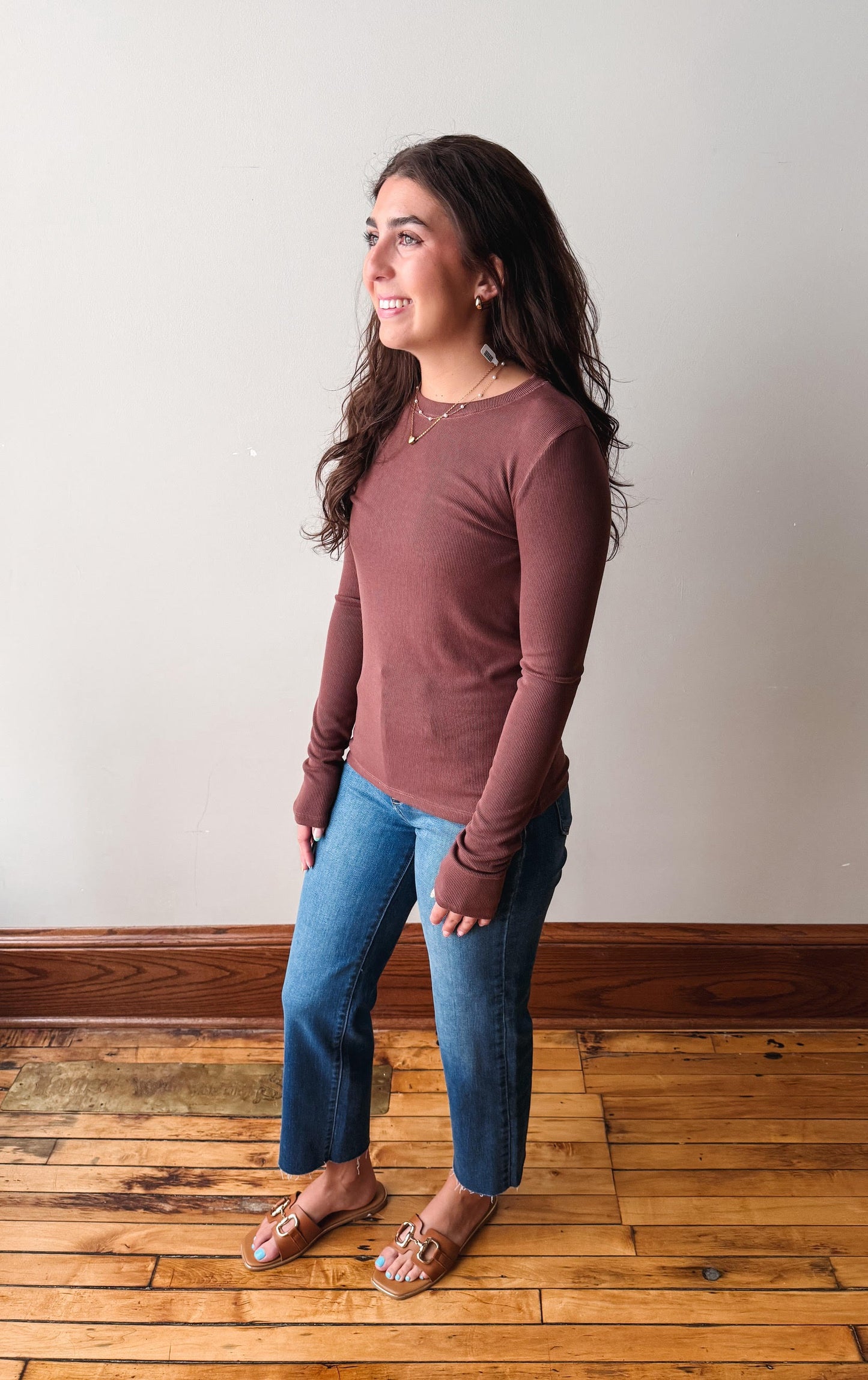 Gabby Espresso Ribbed Top