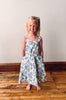 Girls Blue Floral Poplin Dress