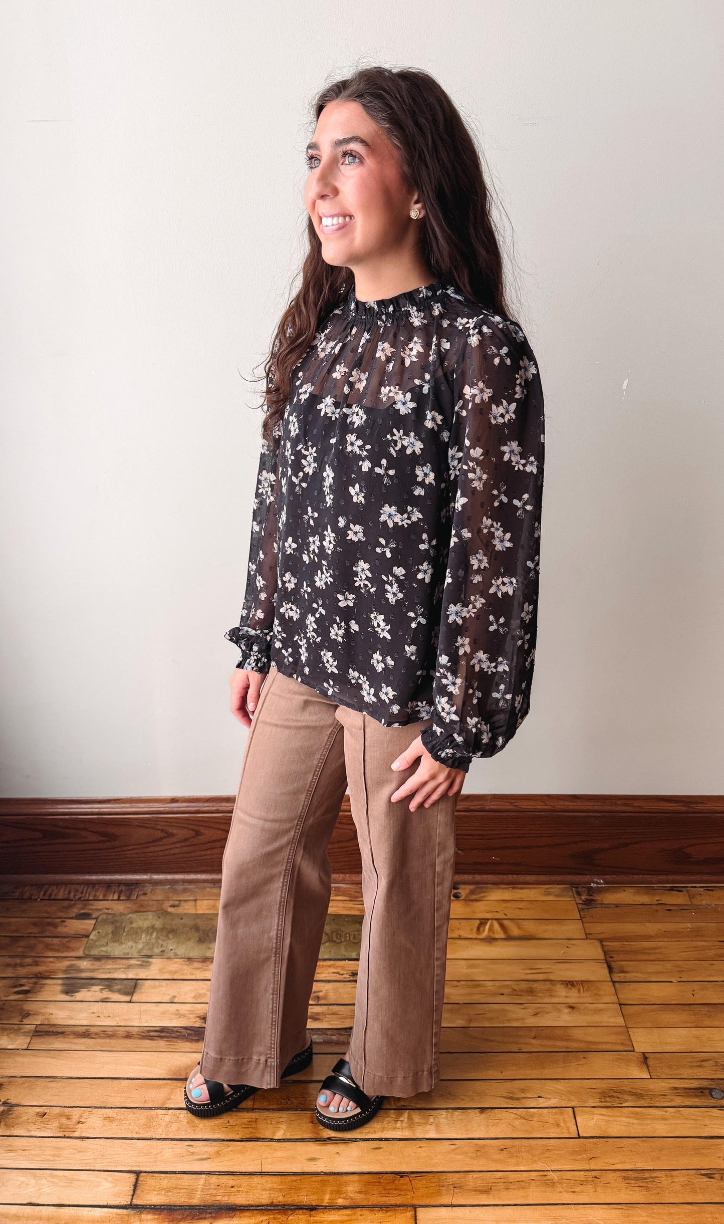 Lillian Floral Blouse - Black