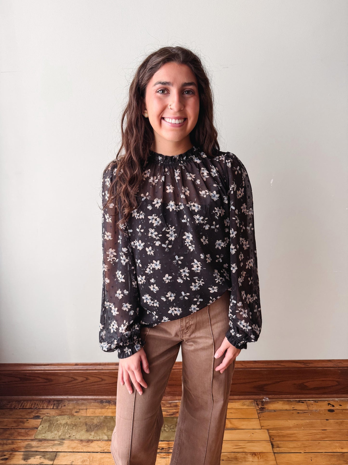 Lillian Floral Blouse - Black