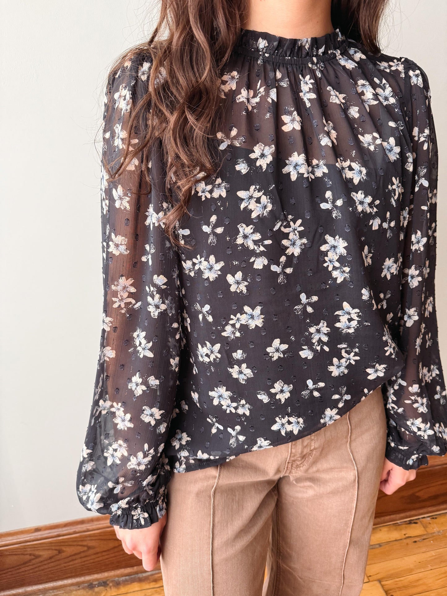 Lillian Floral Blouse - Black