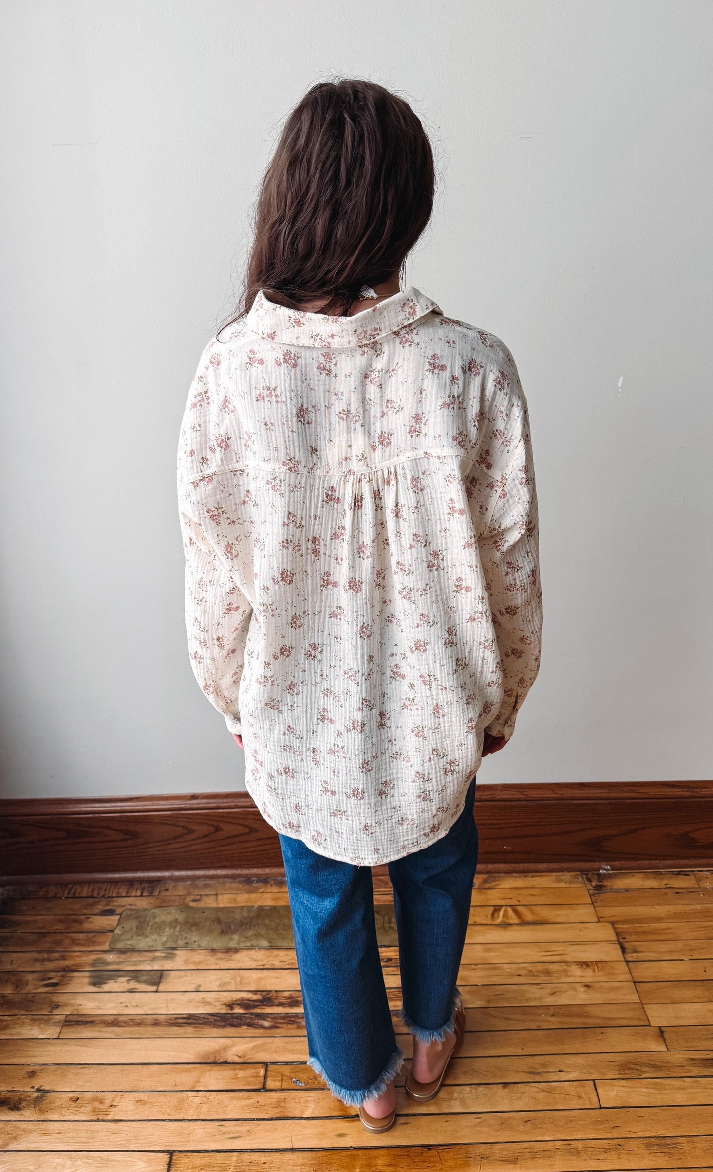 Soft Breeze Floral Cotton Button Up