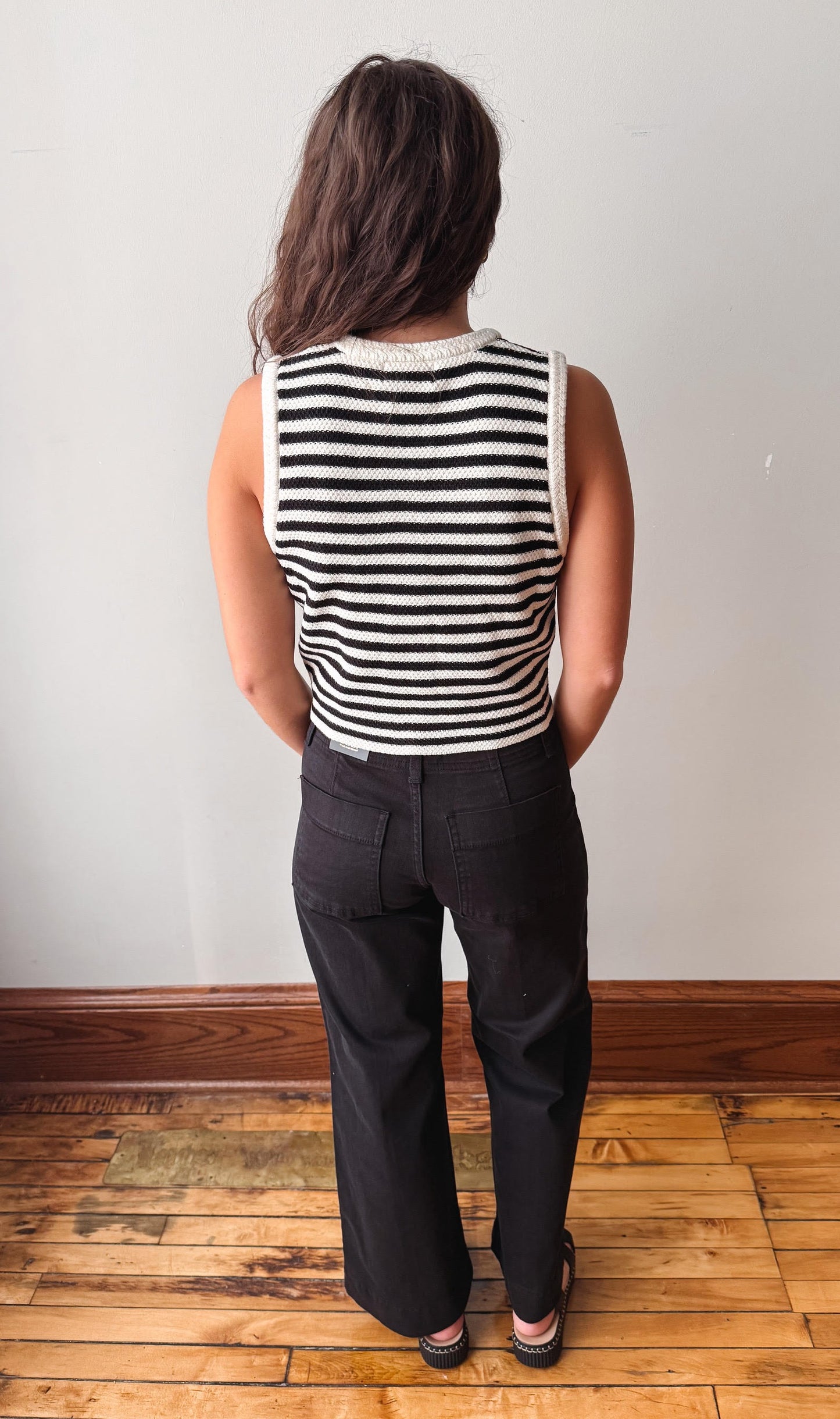 Black Twill Wide Leg Trouser