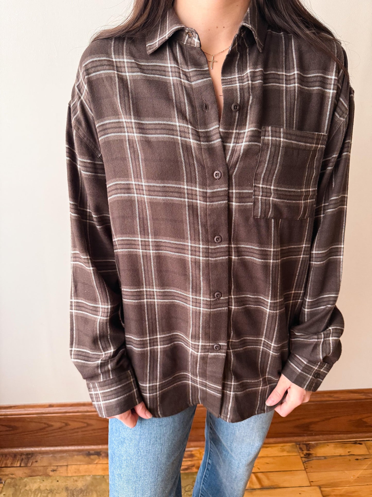 River Plaid Button Up - Dark Roast