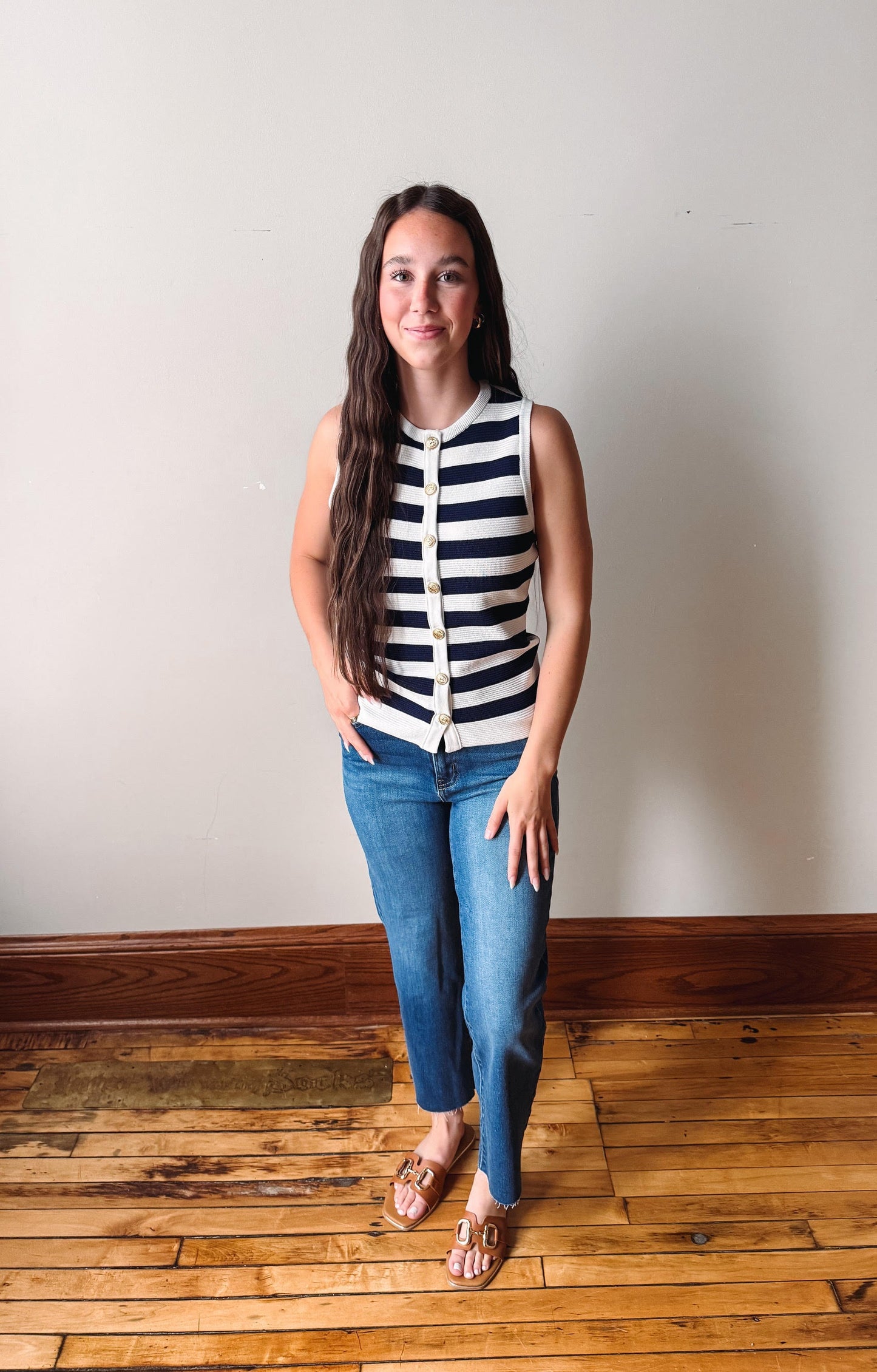 Stevie Navy Striped Sweater Top