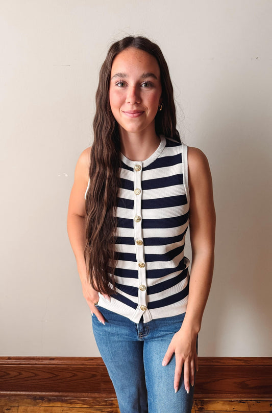 Stevie Navy Striped Sweater Top