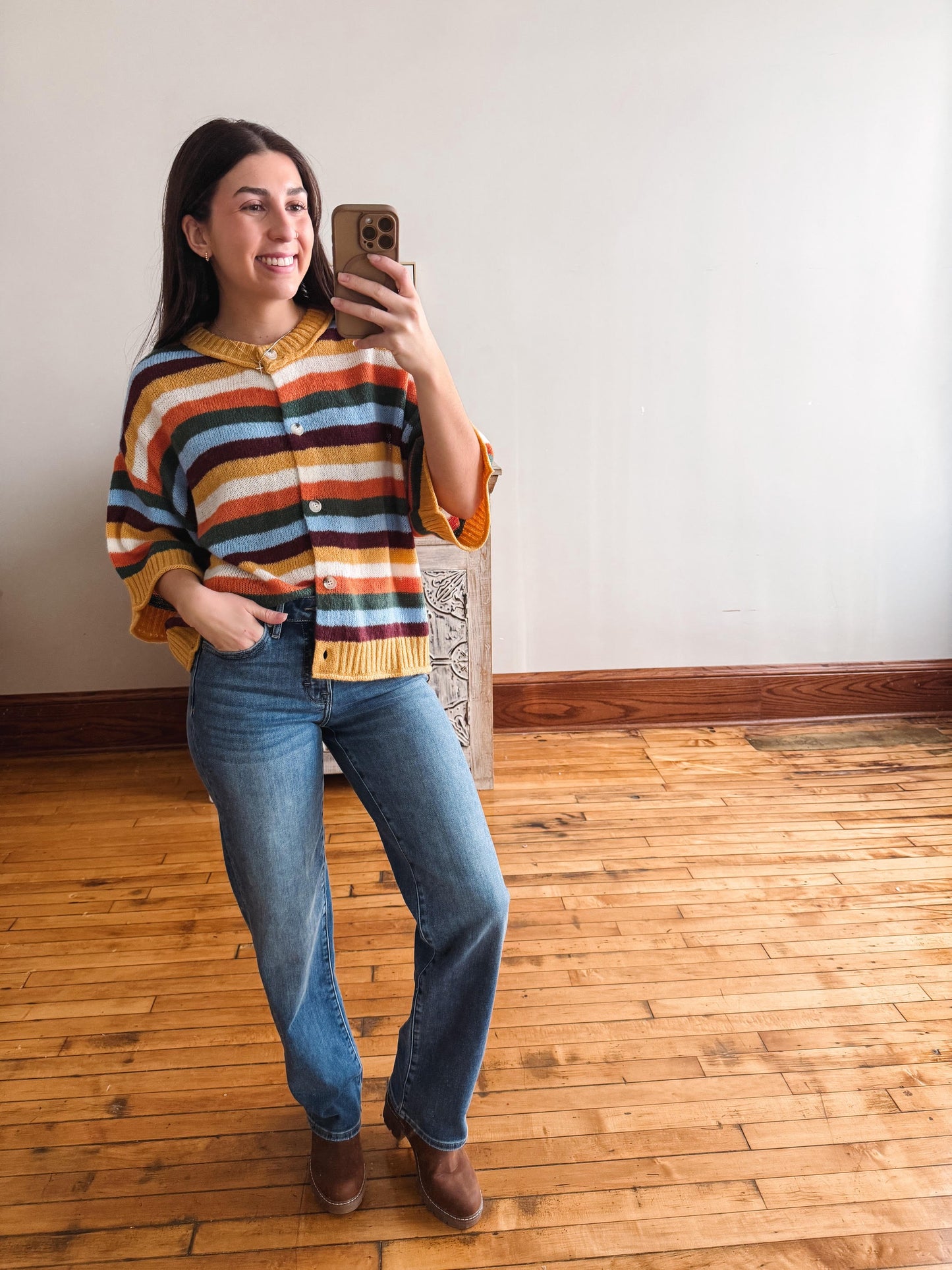Goldie Mustard Multi Stripe Cardigan