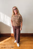 Latte Striped Short Sleeve Sweater