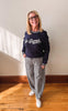 Bellamy Navy Gingham Barrel Pant