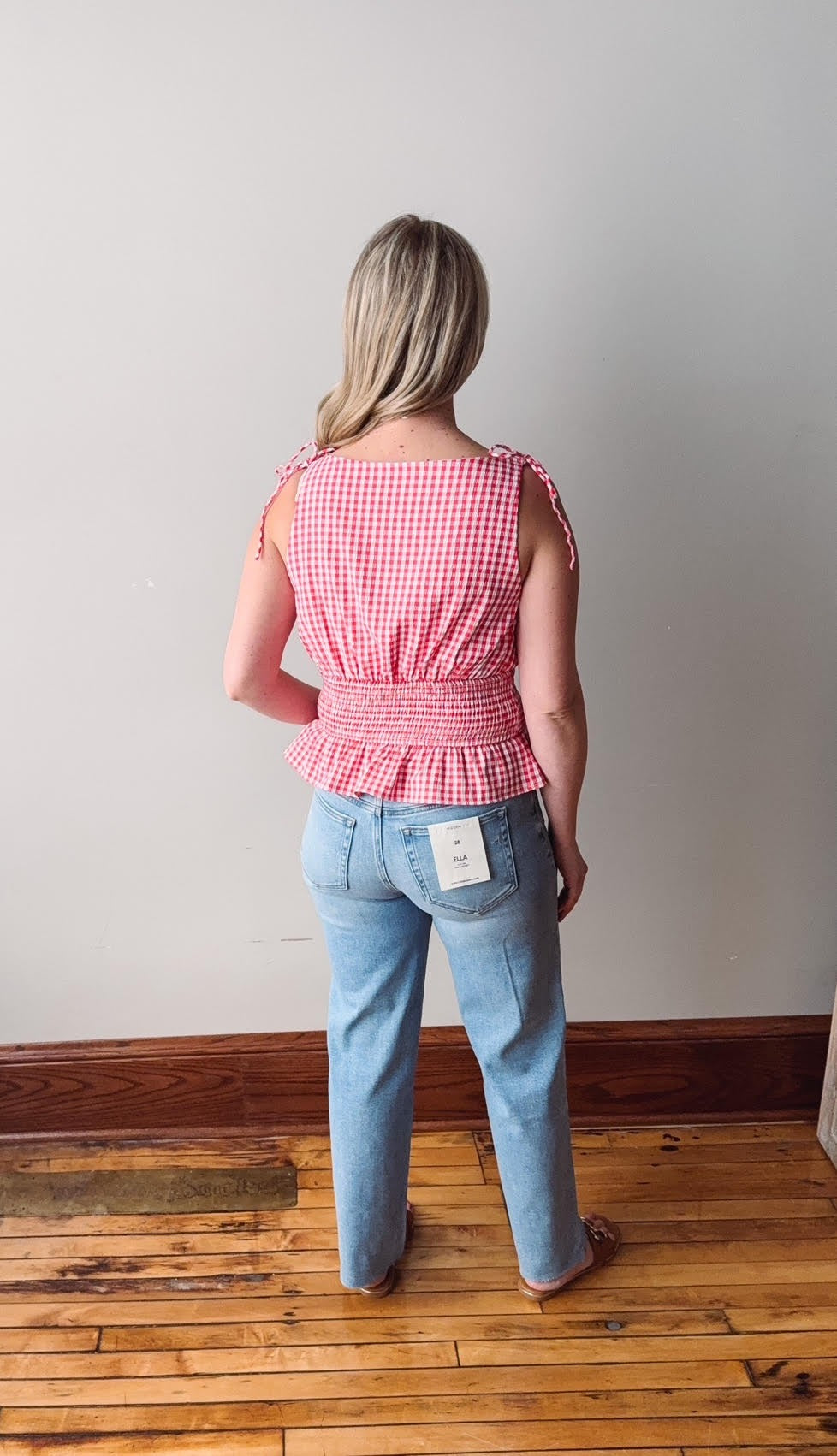 Sunday White + Red Gingham Top