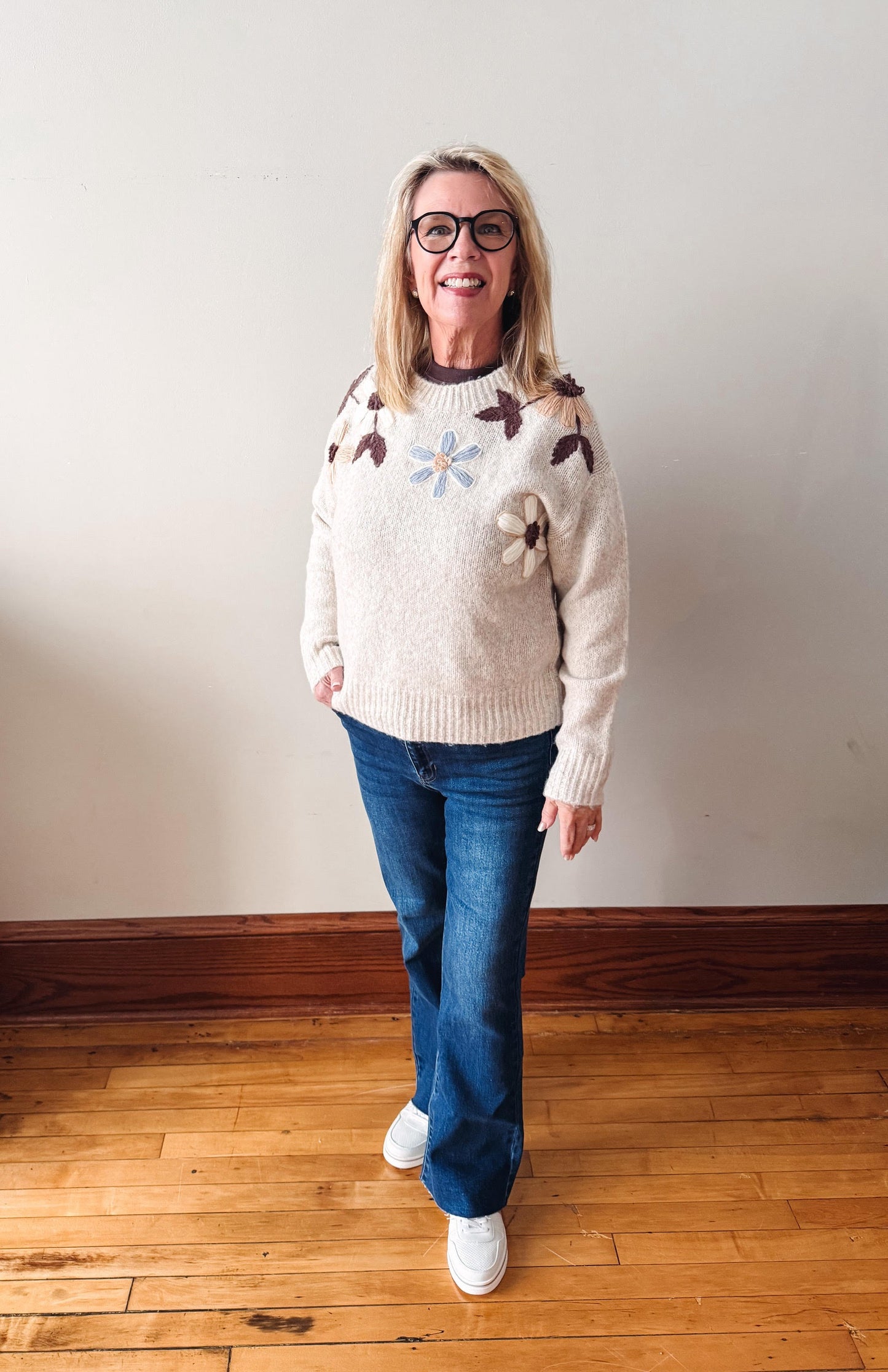 Frankie Floral Embroidery Sweater