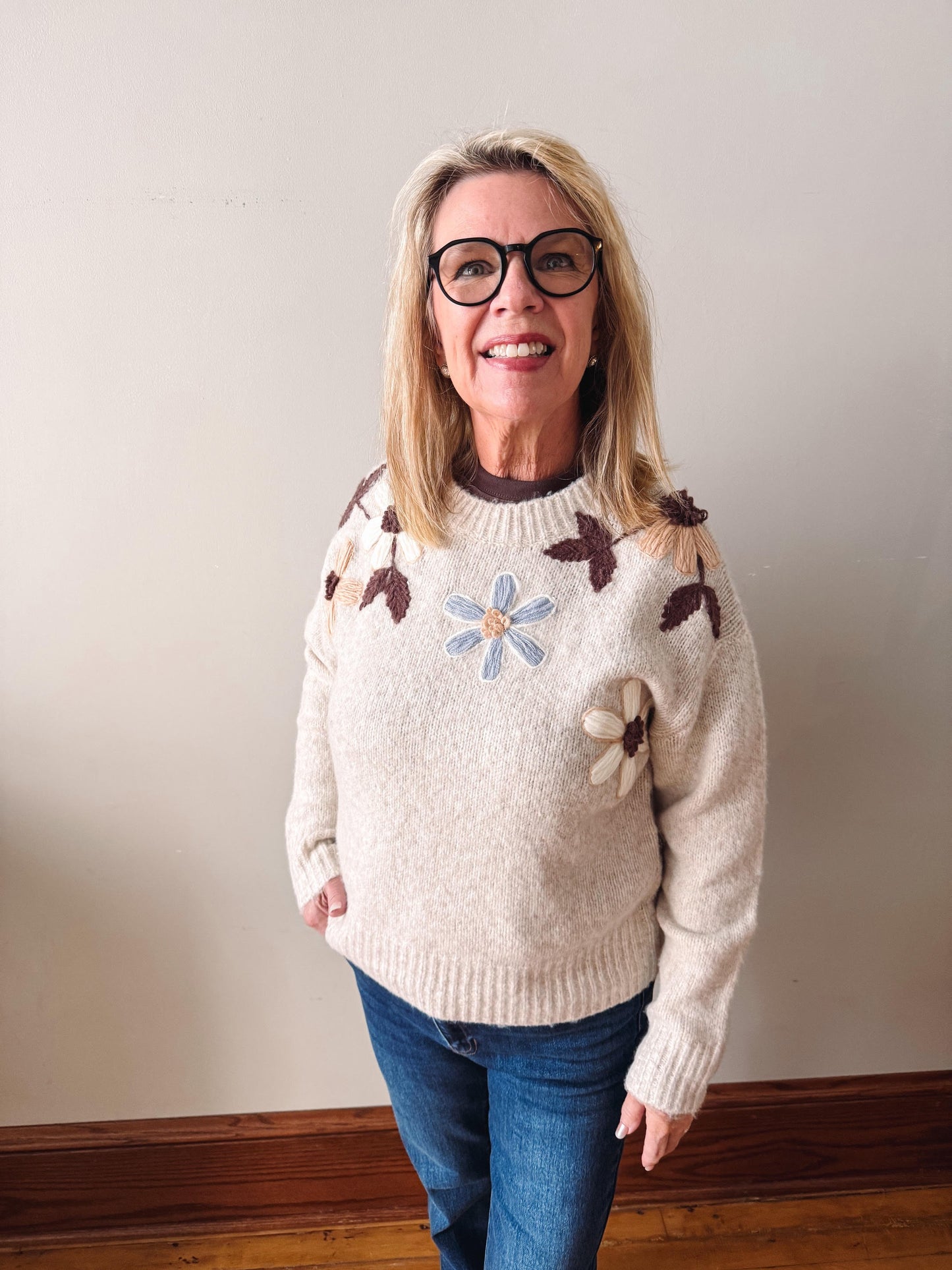 Frankie Floral Embroidery Sweater