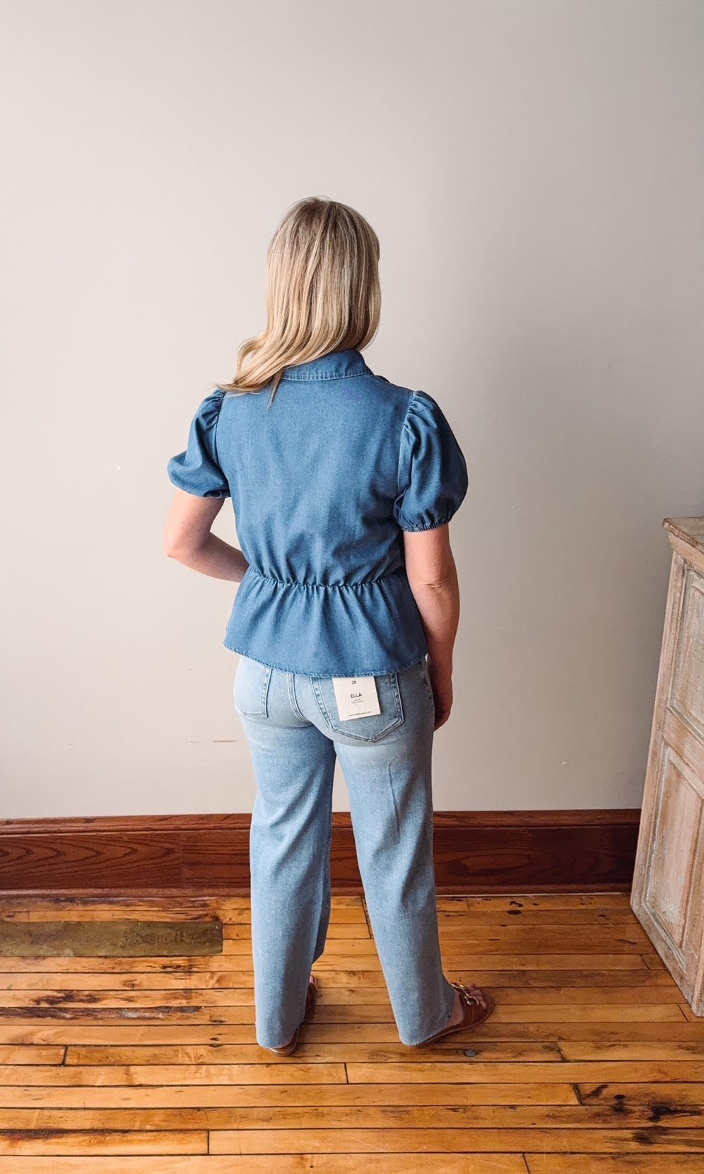 Isla Light Denim Peplum Blouse