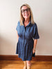 Clara Blue Suede Dress