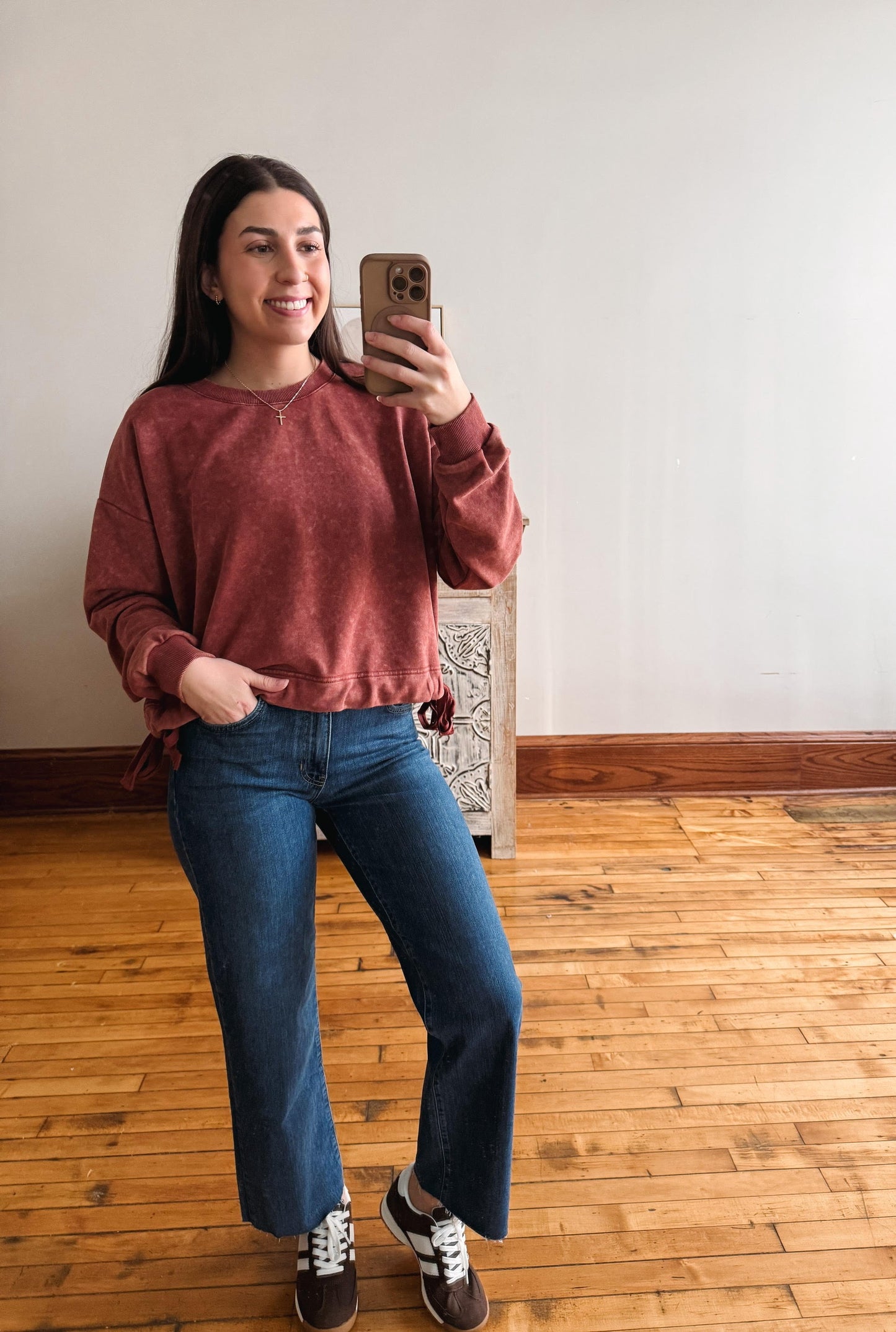 Romy Smoky Marsala Cinched Sweatshirt